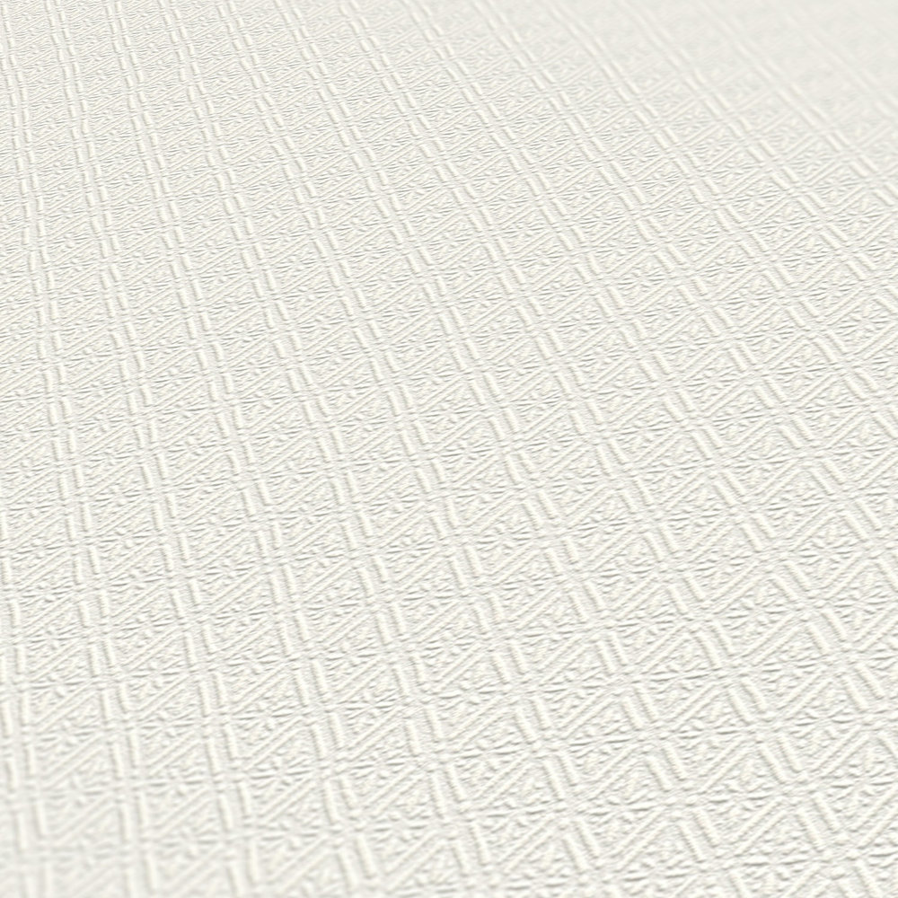             Unitapete mit Strukturmuster im Rauten-Design – Creme, Weiß
        