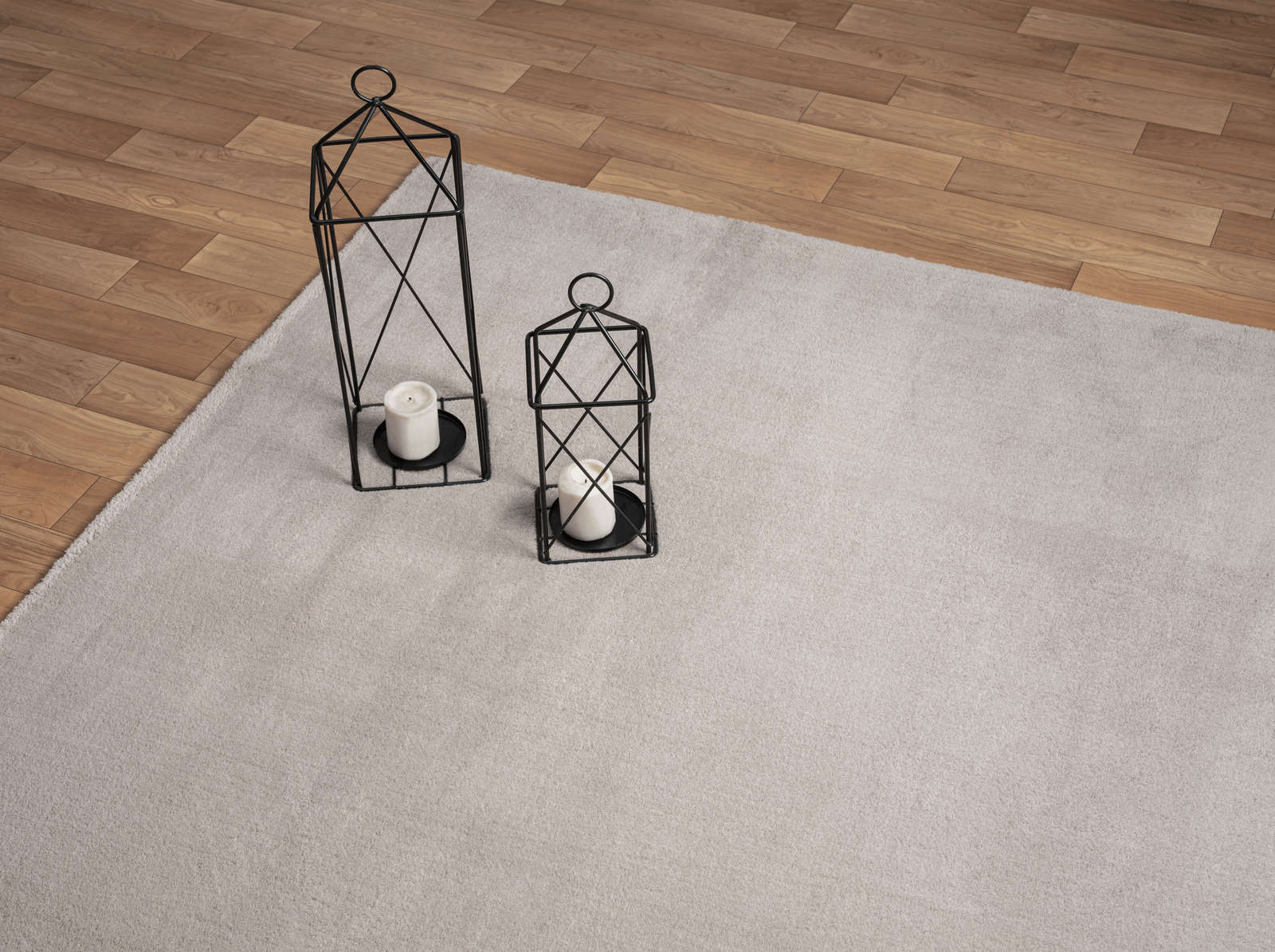             Modischer Runder Hochflor Teppich in Sand – Ø 120 cm
        