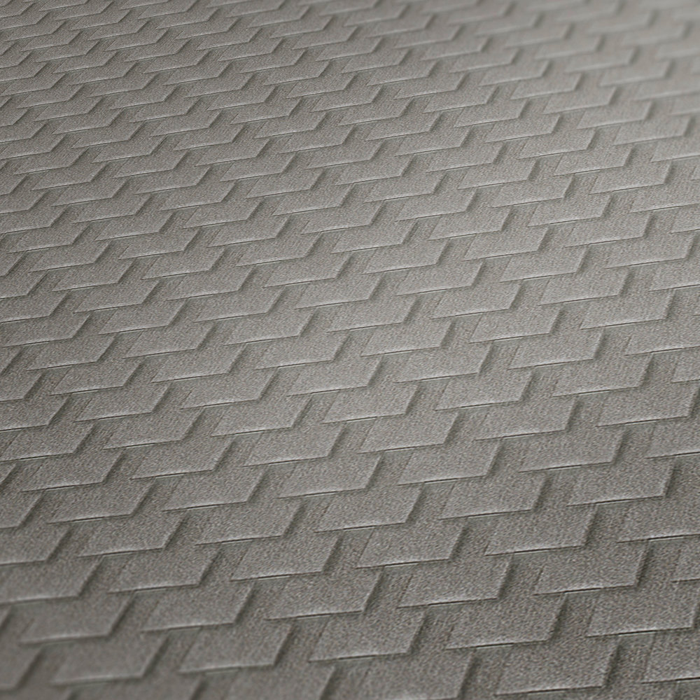             Gemusterte Tapete mit Facetten-Design und 3D-Effekt – Grau, Silber
        