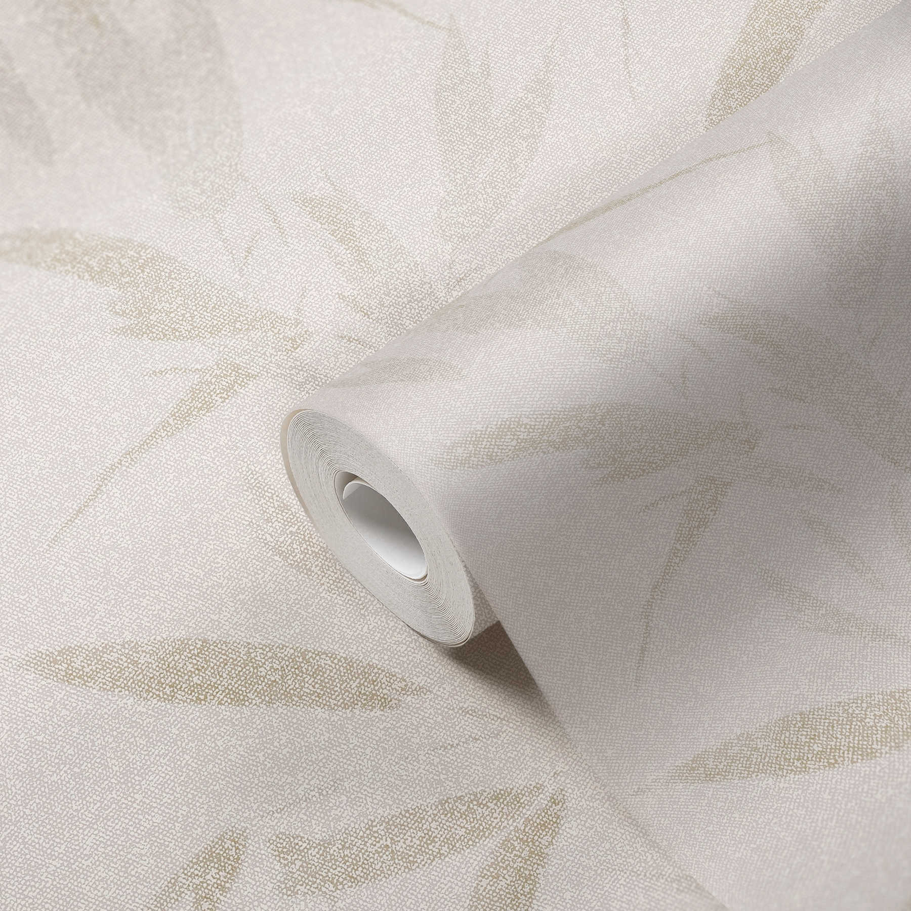             Vliestapete Blättermotiv abstrakt, Textiloptik – Creme, Beige
        