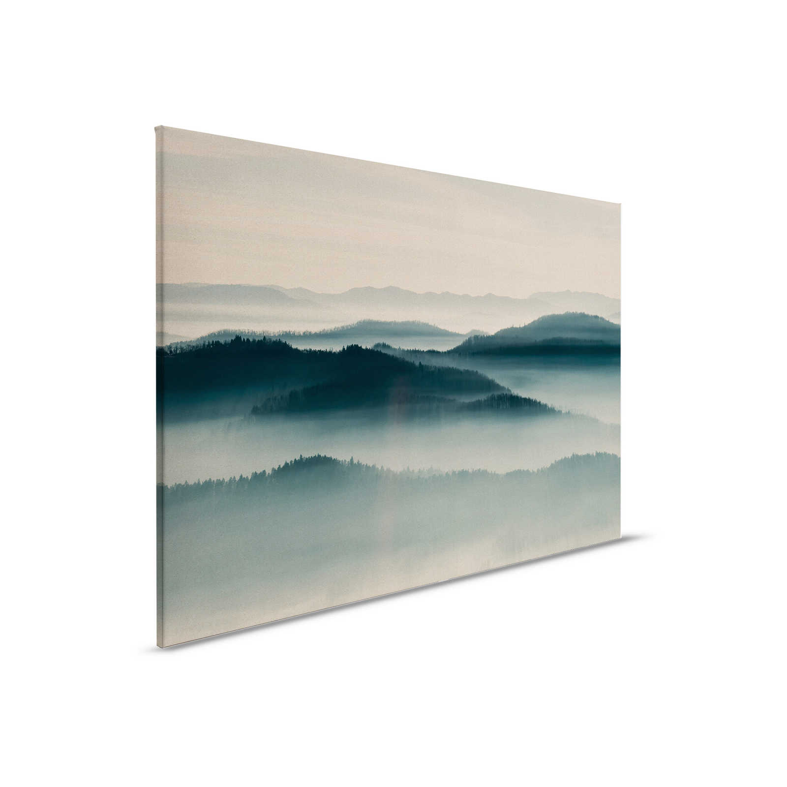 Horizon 1 - Leinwandbild mit Nebel-Landschaft, Natur Sky Line in Pappe Struktur – 0,90 m x 0,60 m
