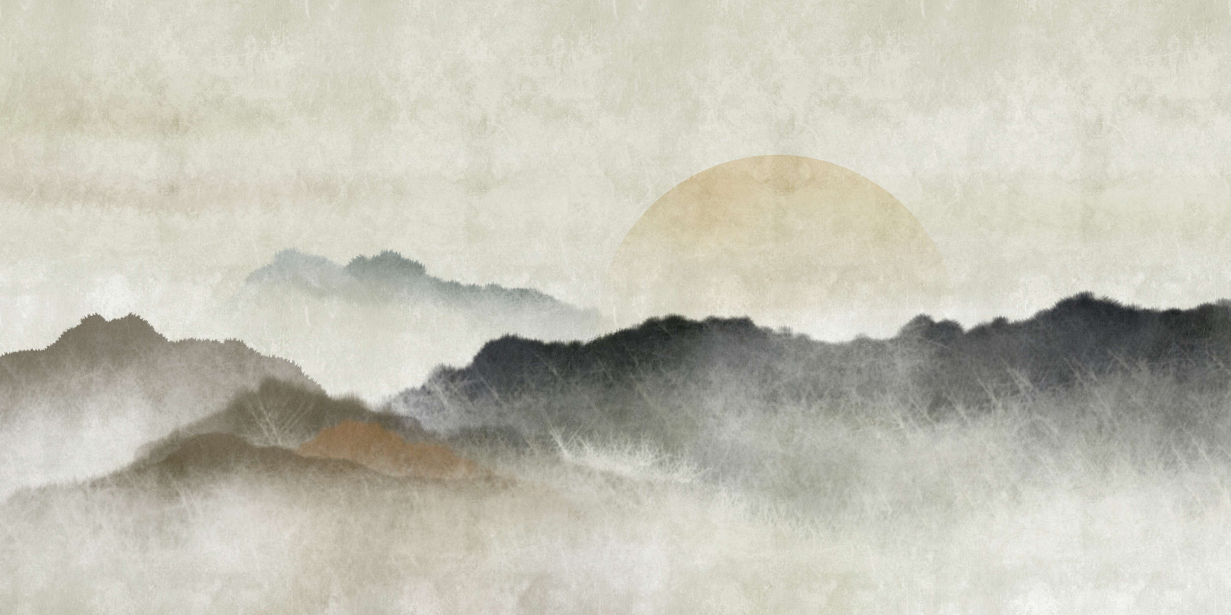             Akaishi 1 – Fototapete Asian Print Bergkette im Morgengrauen
        