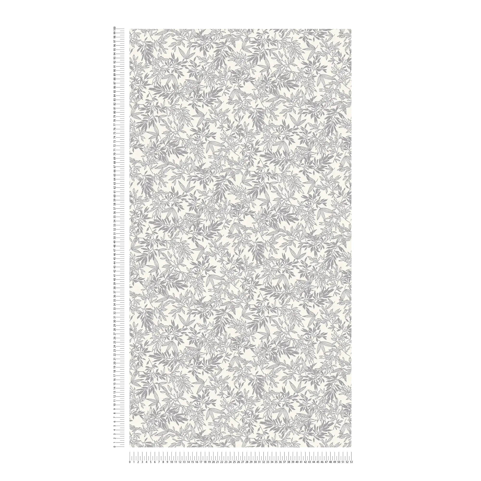            Florale Tapete mit Blätter Muster in matt – Grau, Weiß
        