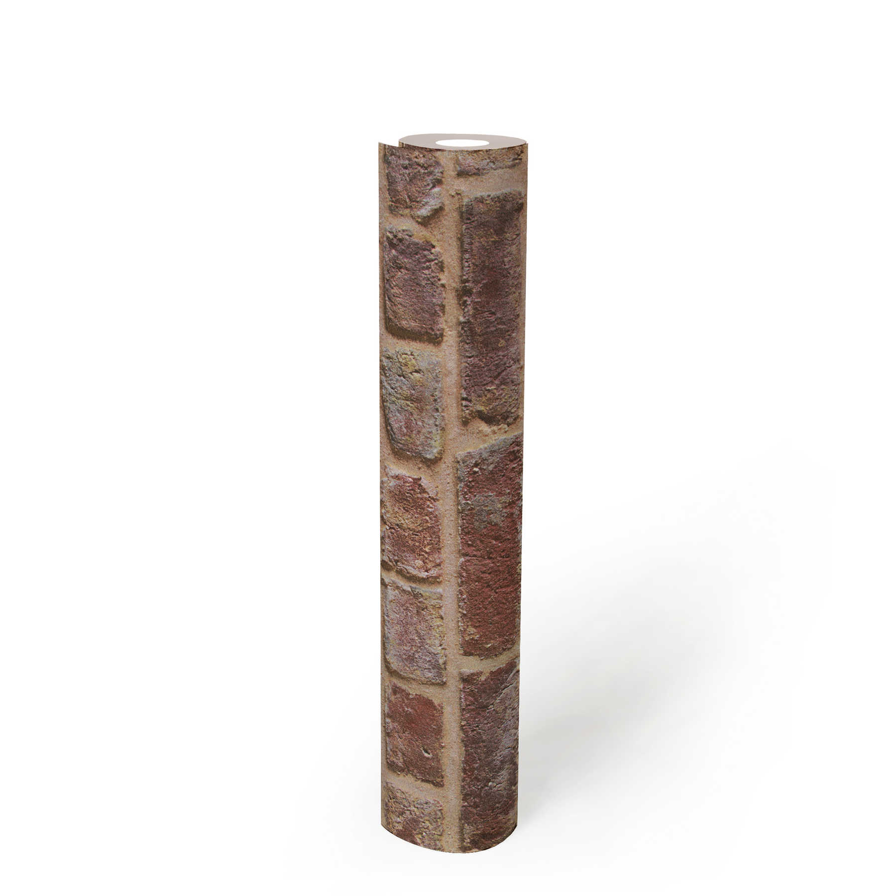             Steintapete Mauerwerk-Motiv, dunkelrote Ziegel – Rot, Braun, Beige
        