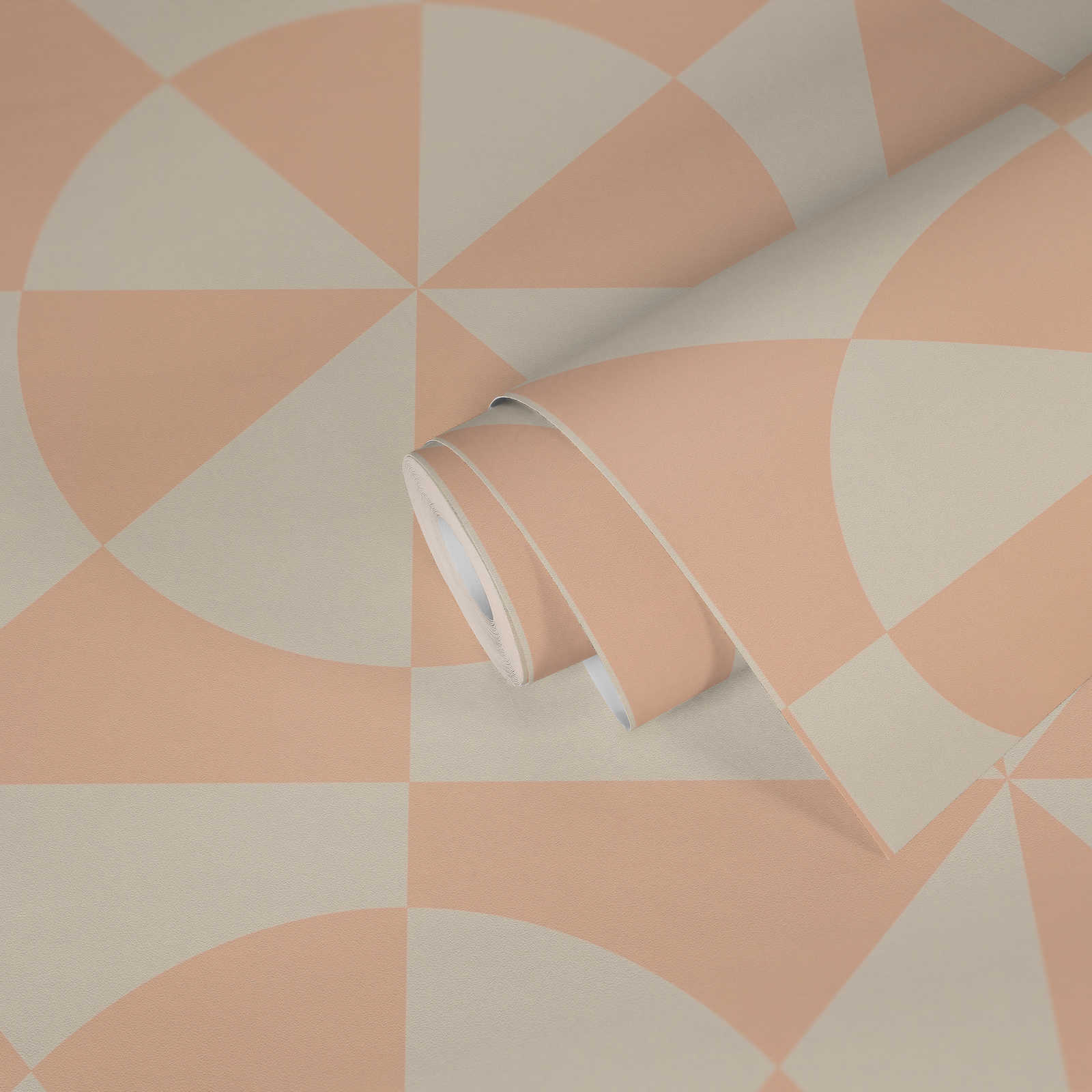             Grafische Vliestapete mit Dreiecken und Kreisen – Creme, Rosa
        