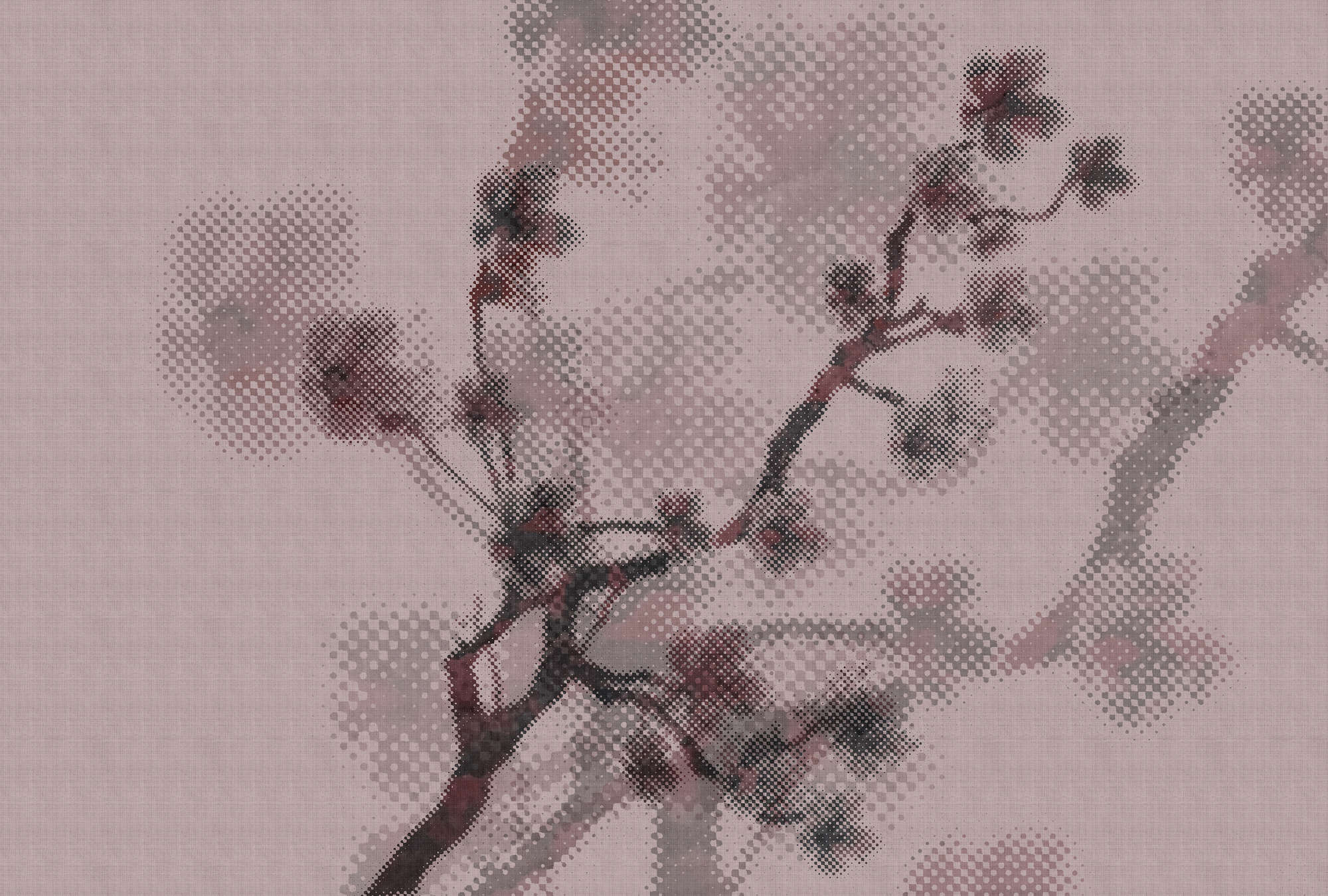             Twigs 3 - Fototapete mit Natur- Motiv & Pixeldesign - naturleinen Struktur – Rosa | Mattes Glattvlies
        
