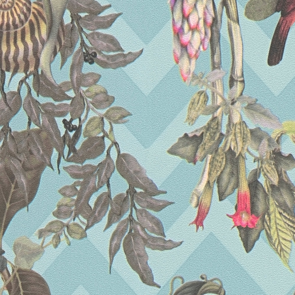             Designer Tapete MICHALSKY Dschungel Blätter & Tiere – Blau, Bunt, Grün
        