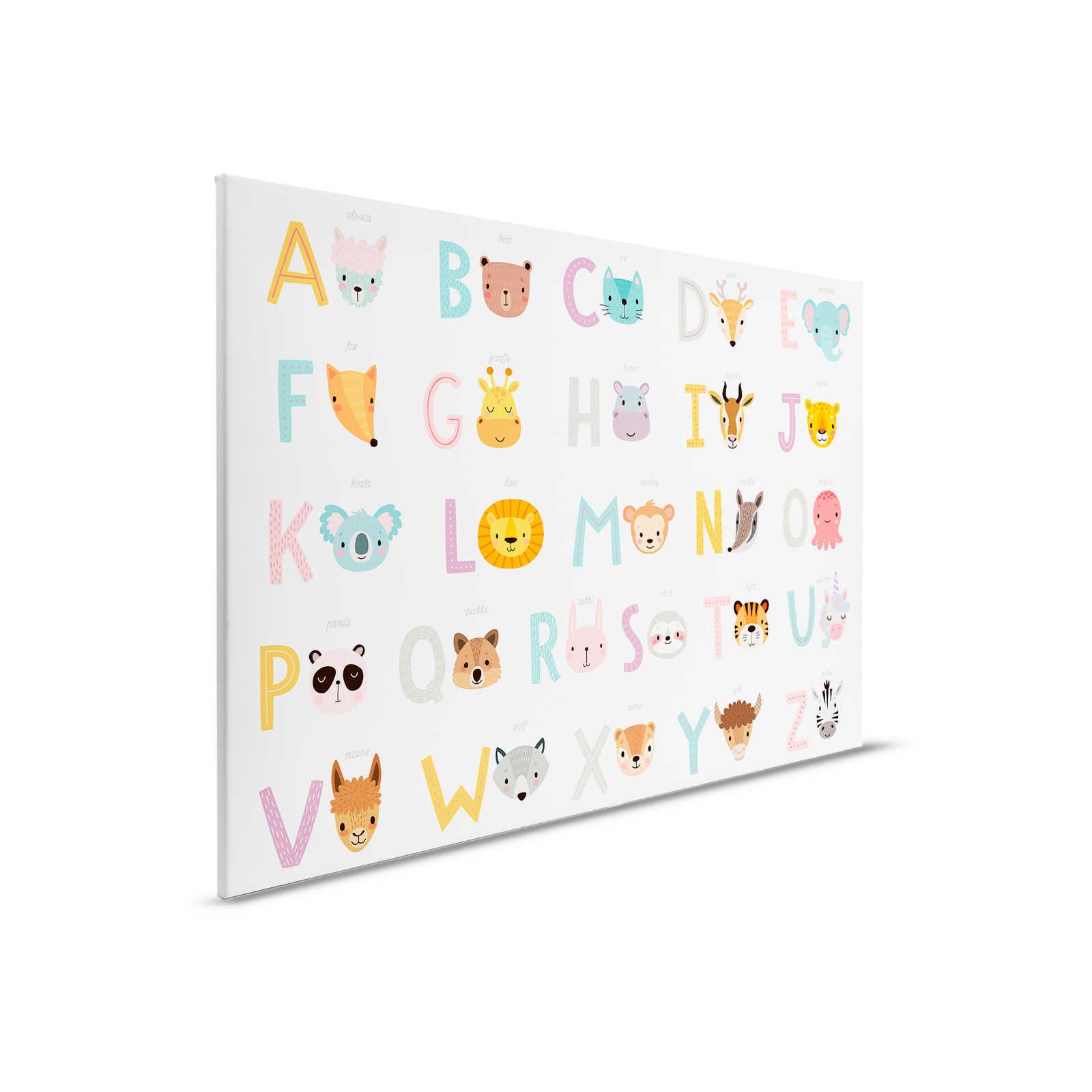         Leinwand ABC mit Tieren und Tiernamen – 90 cm x 60 cm
    