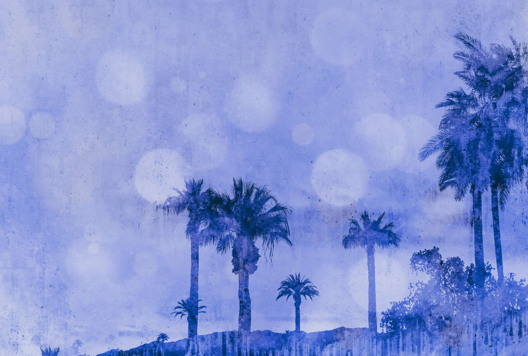             Fototapete Palmen Aquarell mit Strukturmuster – Blau, Violett
        