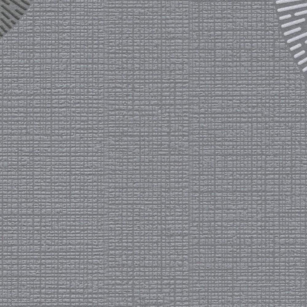             Wohnzimmer Tapete mit modernem Kreismuster – Grau
        