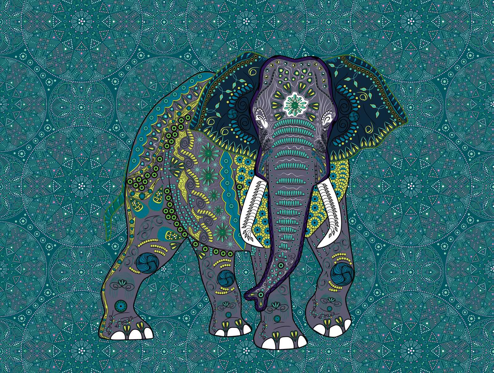             Tapeten-Neuheit | Elefant Tapete Mandala Motiv im Indian Style
        