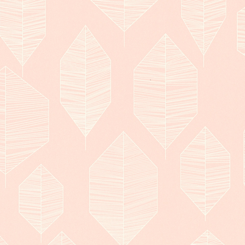             Scandinavian Design Tapete mit Blätter Muster – Rosa
        