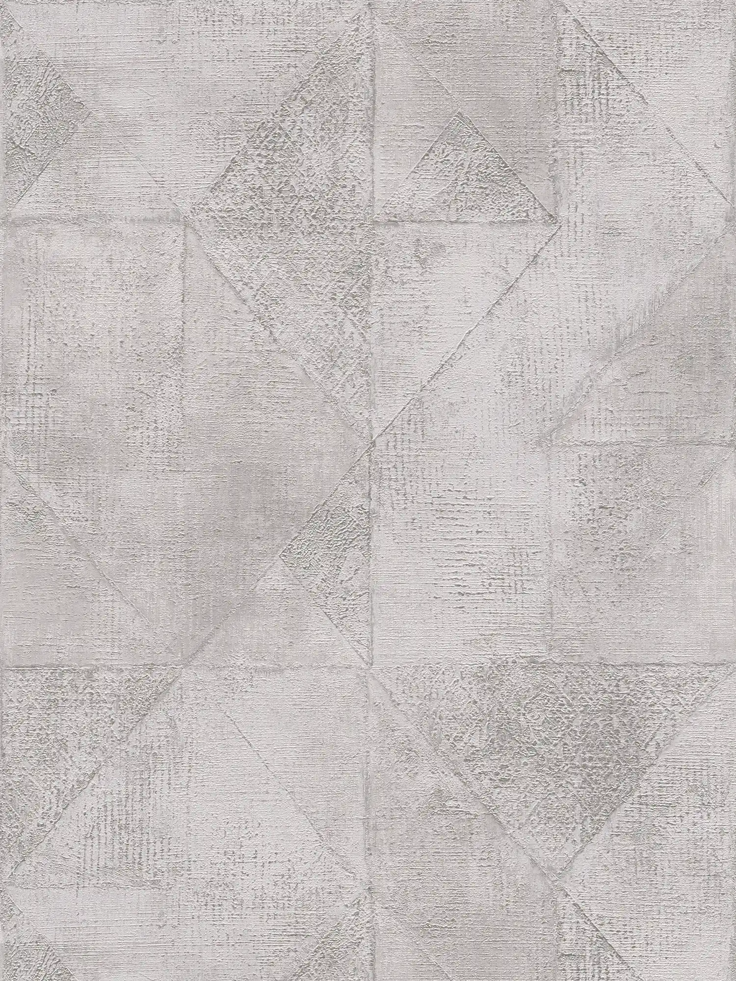 Tapete mit Grafik Dreieck-Muster metallic glänzend strukturiert – Grau, Silber
