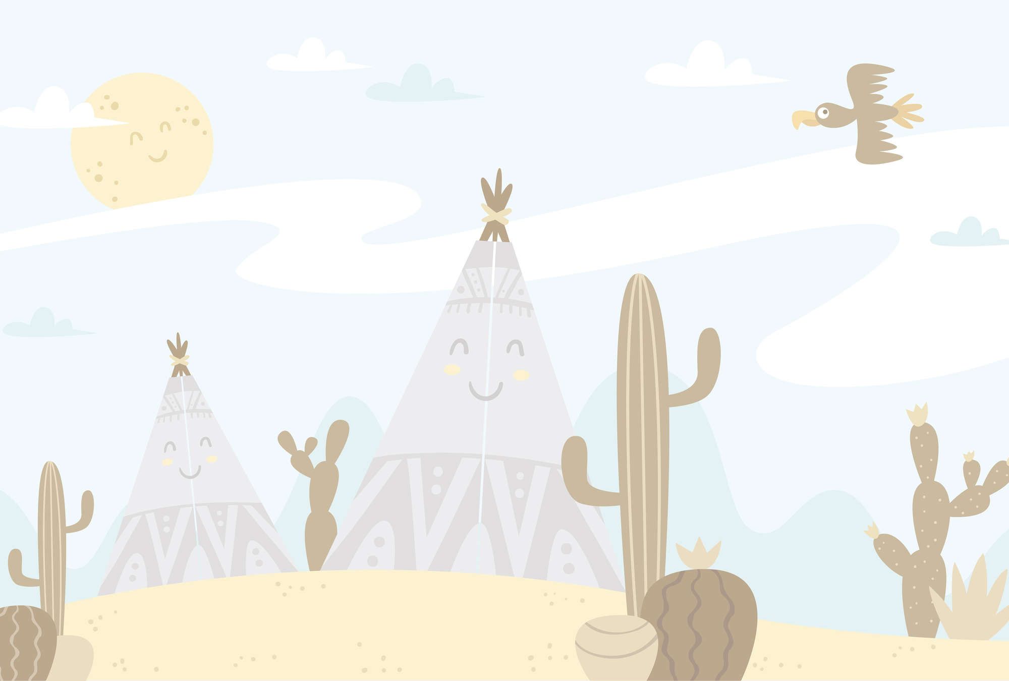             Fototapete Wüstenlandschaft mit Tipis – Glattes & leicht glänzendes Vlies
        