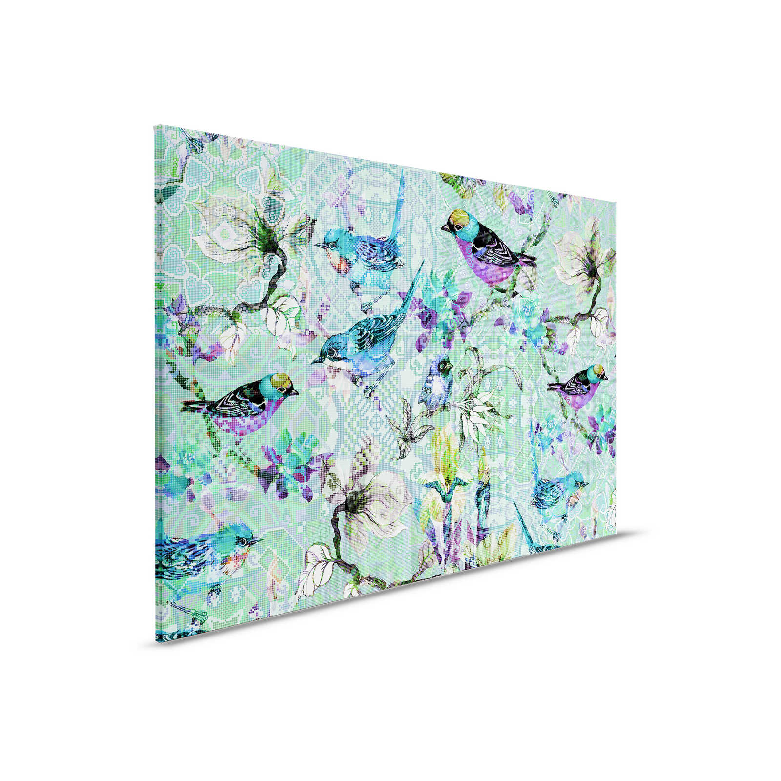 Vogel Leinwandbild mit Mosaik Muster | mosaic birds 3 – 0,90 m x 0,60 m
