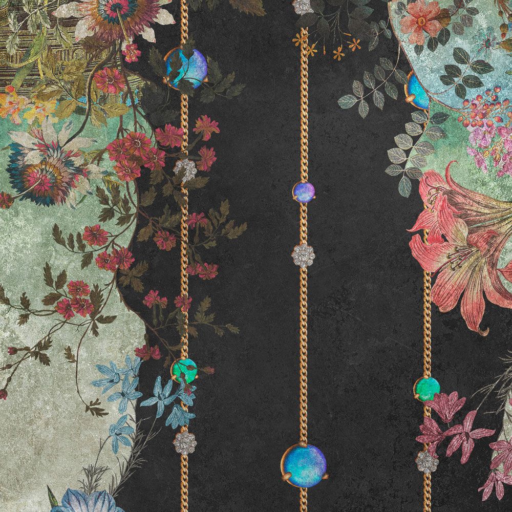             Fototapete »ophelia« - Ornamentvertäfelung mit Blütendesign auf Vintage-Putzstruktur – Leicht strukturiertes Vlies
        