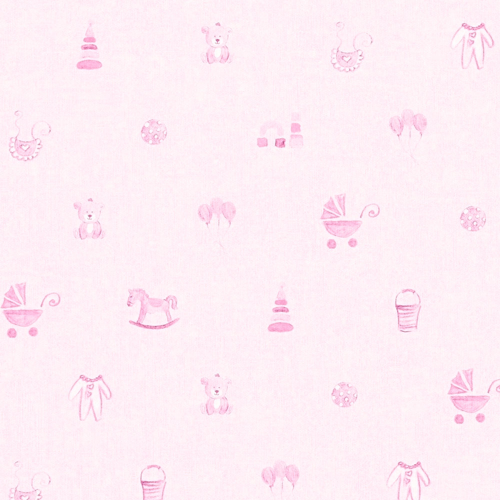             Schöne Babyzimmer Tapete für Mädchen mit Rosa Muster
        