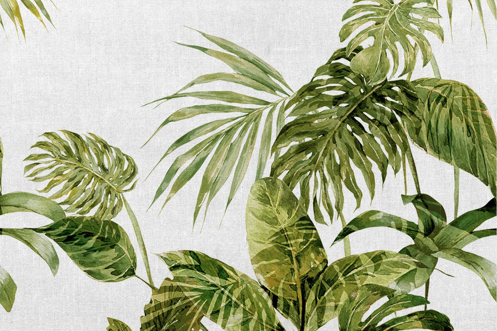             Tropisches Leinwandbild Monstera-Blättern im Aquarell Stil – 0,90 m x 0,60 m
        