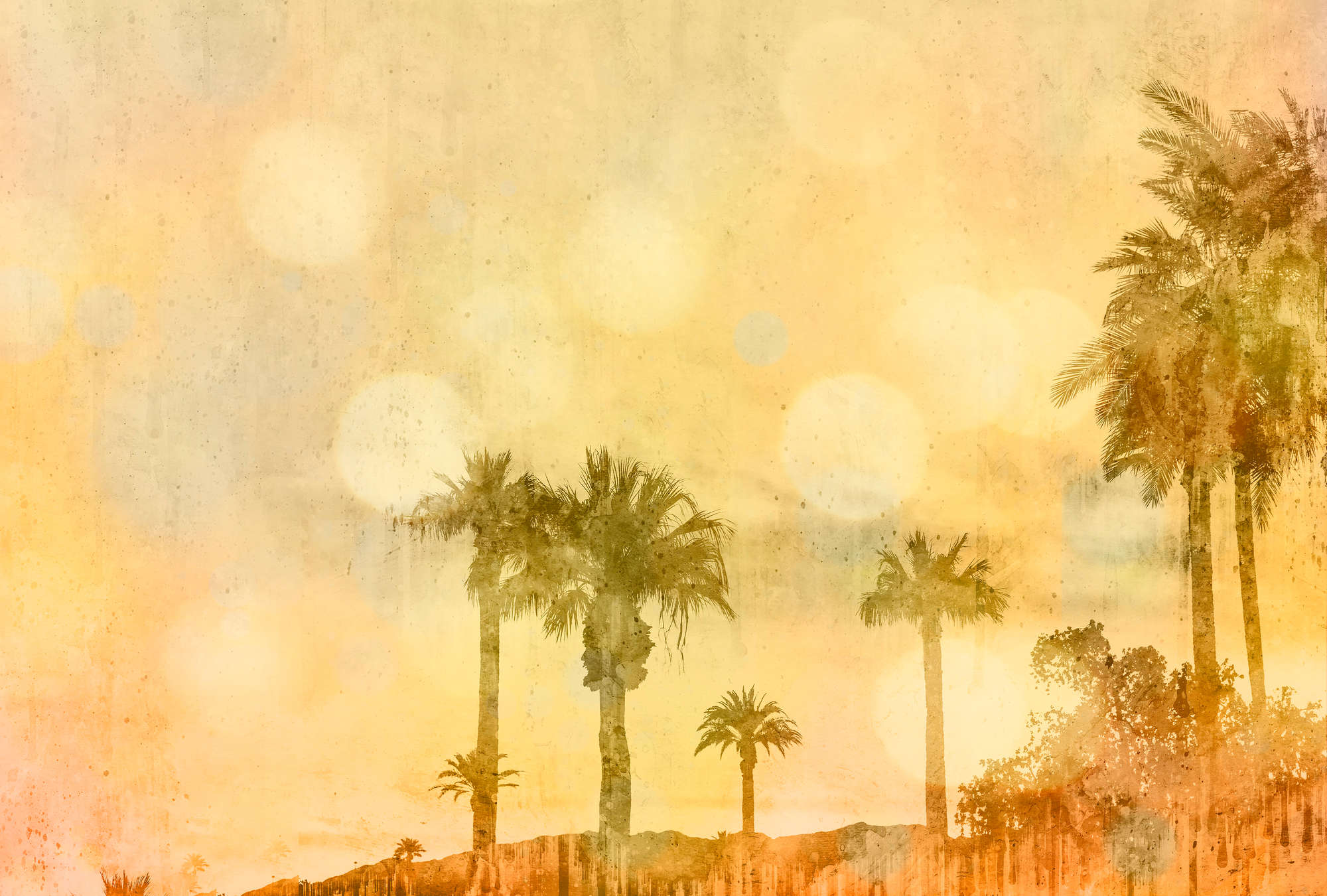             Fototapete Palmenstrand im Sonnenuntergang mit Lichteffekt
        