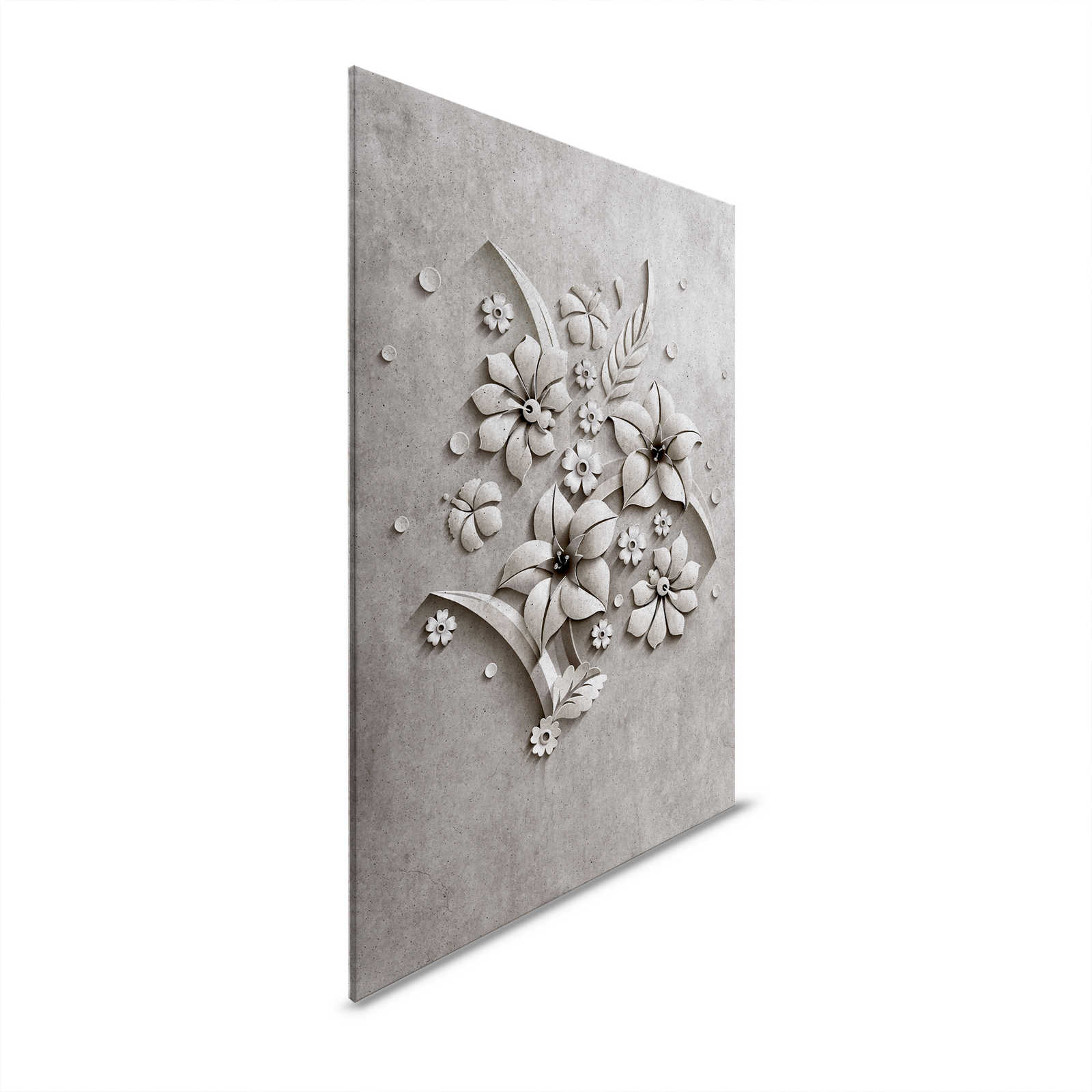 Relief 1 - Leinwandbild in Beton Struktur eines Blütenrelief – 0,90 m x 0,60 m
