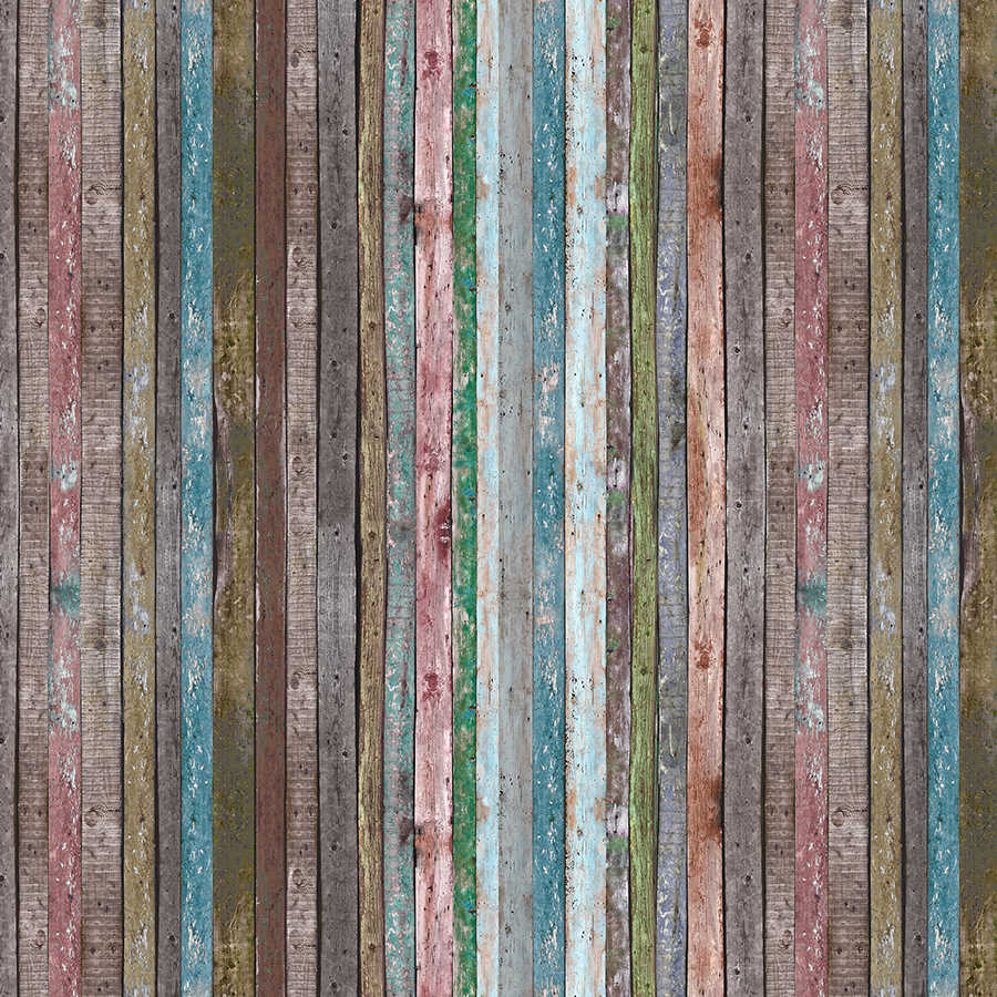 Holz Fototapete Zaun aus Brettern braun türkis auf Perlmutt Glattvlies

