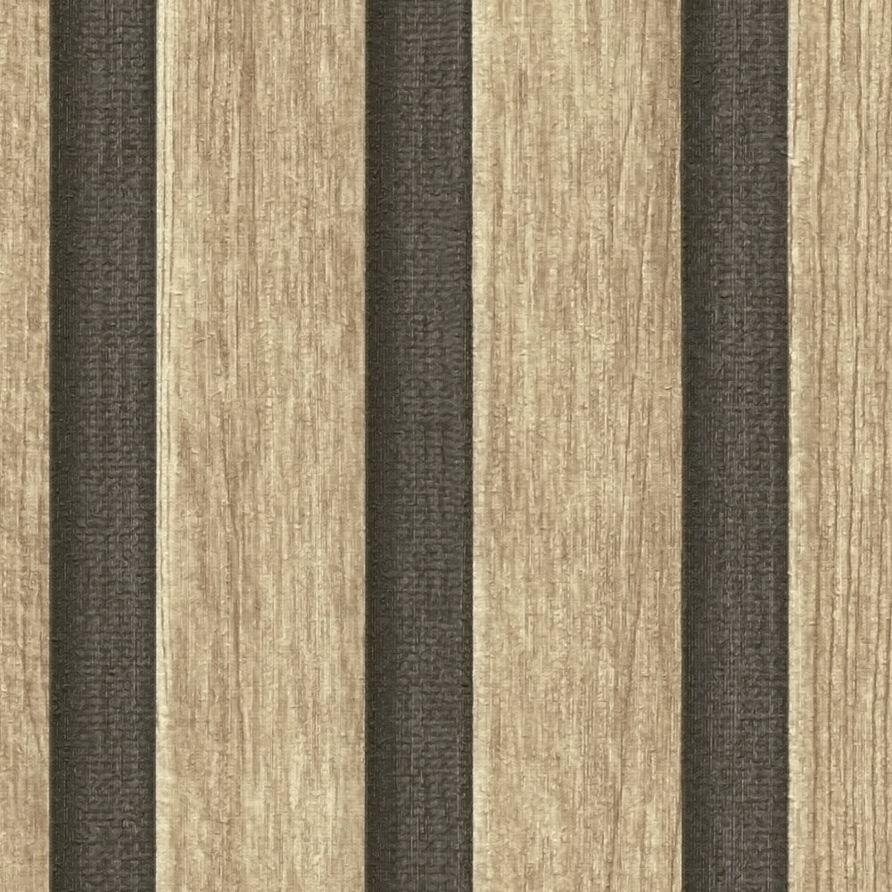             Tapete Holzoptik mit Paneel-Muster – Beige, Braun
        