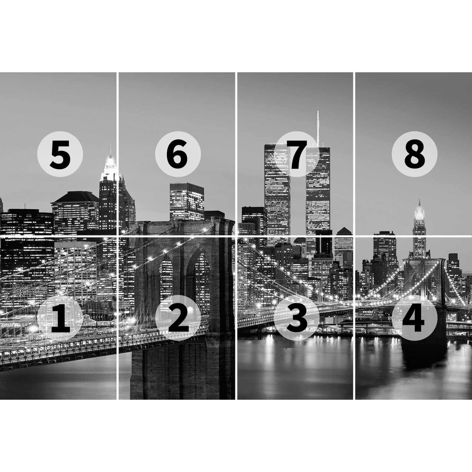             Schwarz-Weiß Fototapete Retro Manhattan Skyline
        