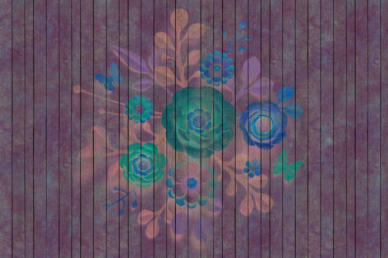             Spray Bouquet 1 - Leinwandbild mit Blumen auf Bretterwand - Holpaneele breit – 0,90 m x 0,60 m
        