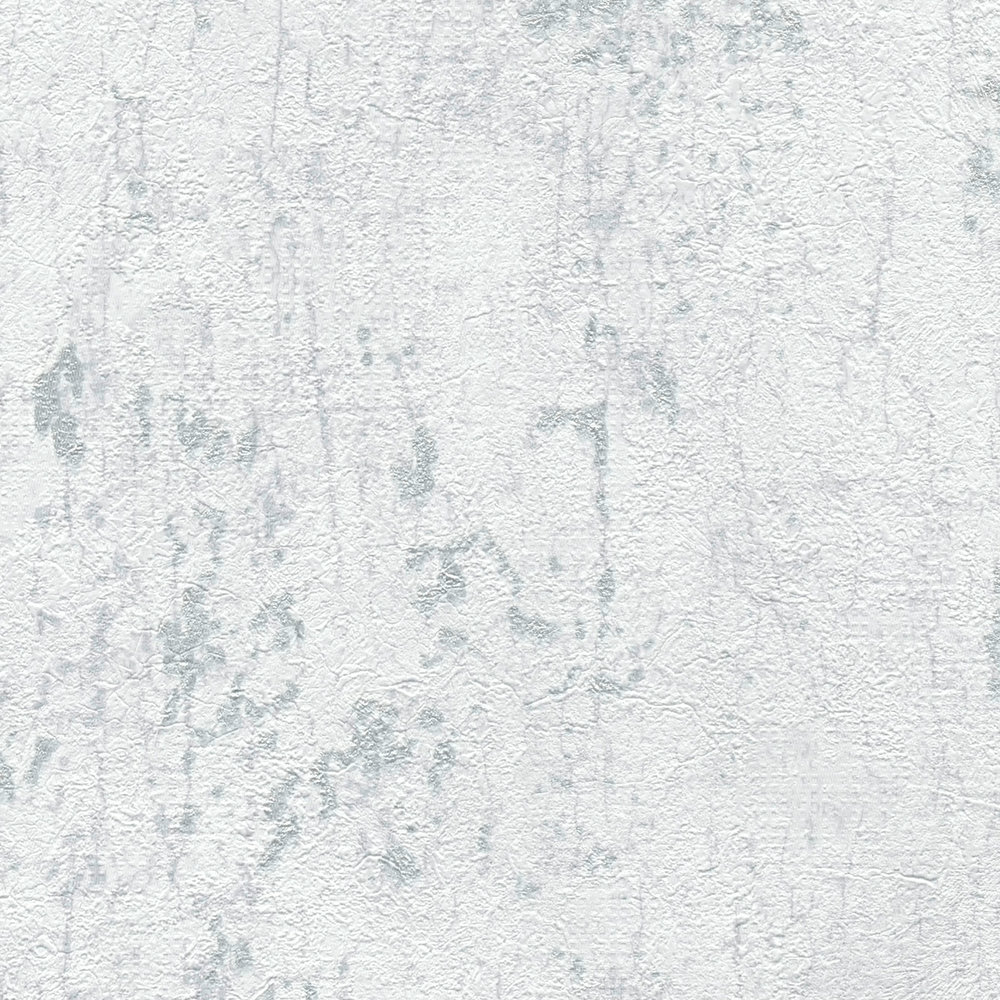             Putzoptik Tapete Hellgrau mit Silber Krakelee – Grau, Metallic, Weiß
        