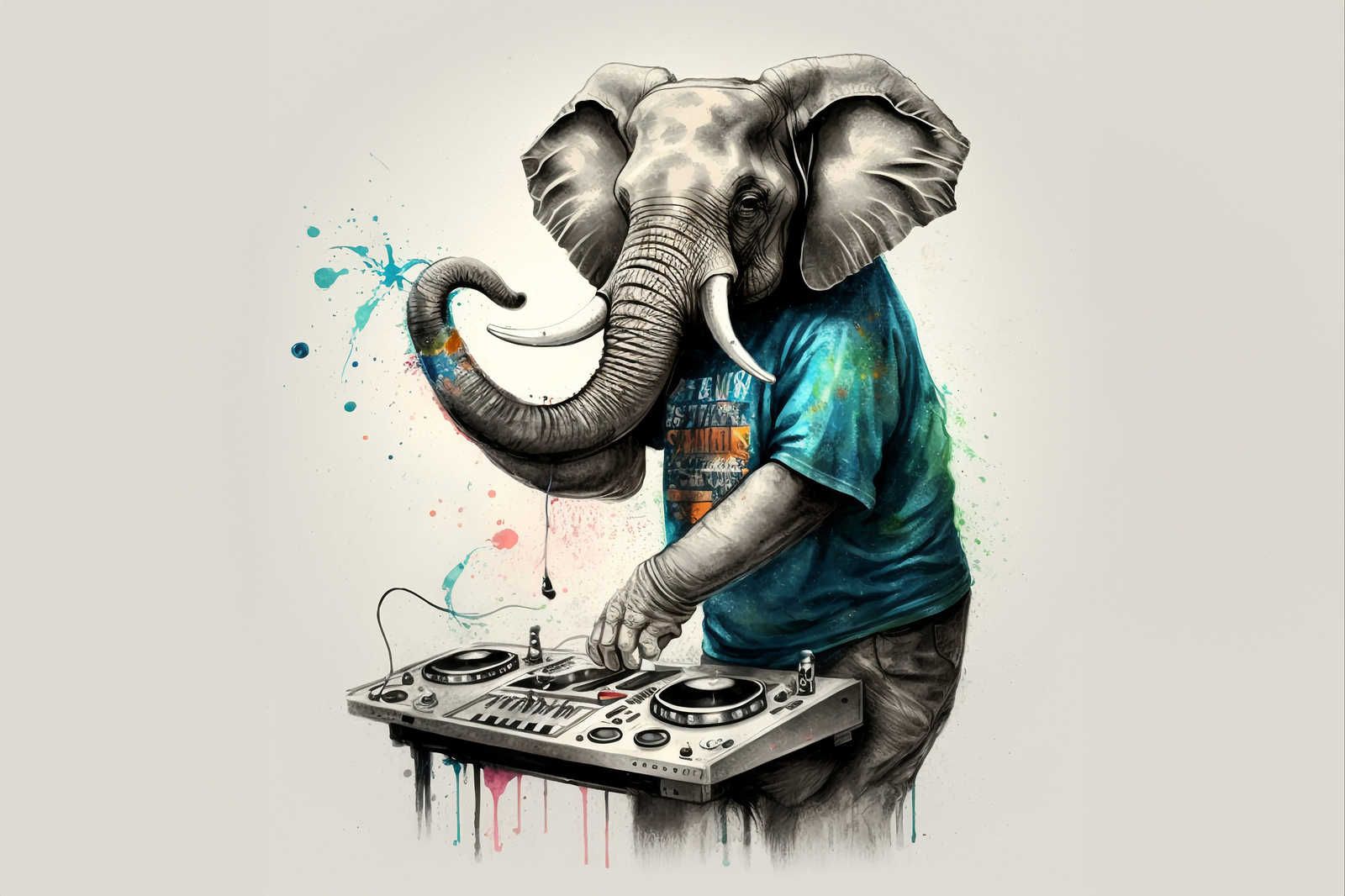            KI-Leinwandbild »elephant dj« – 90 cm x 60 cm
        