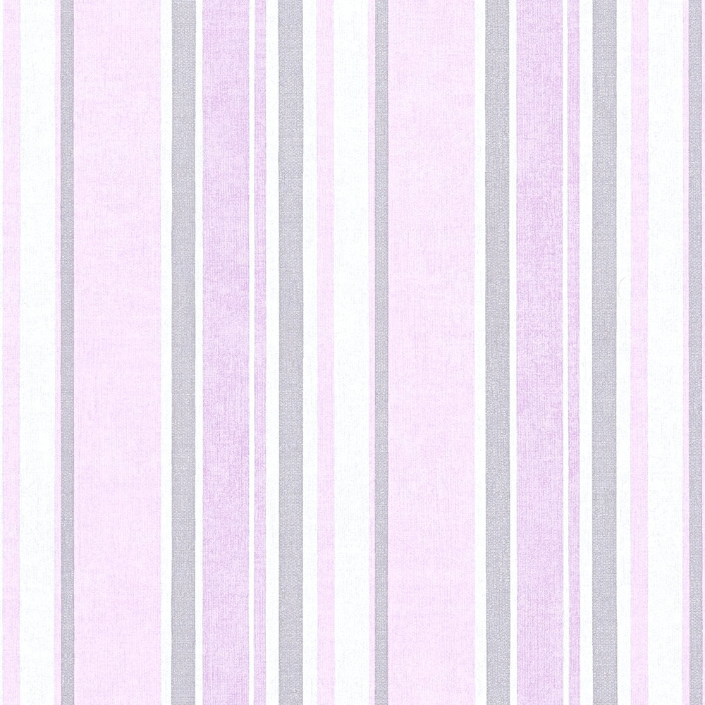             Kinderzimmer Tapete Violett Streifen mit Metallic-Effekt
        