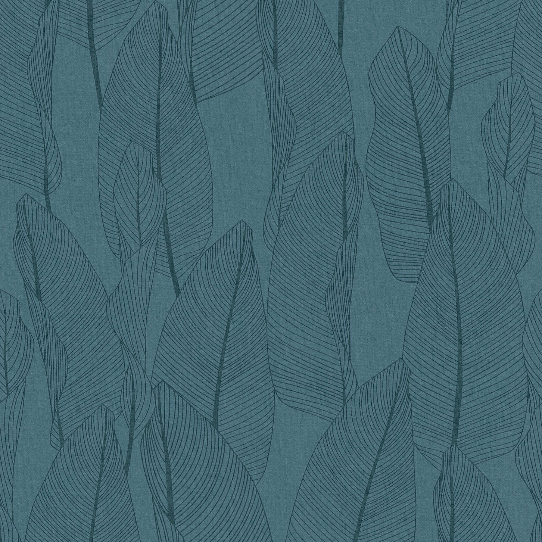 Vliestapete mit grafischem Blätter-Motiv – Blau
