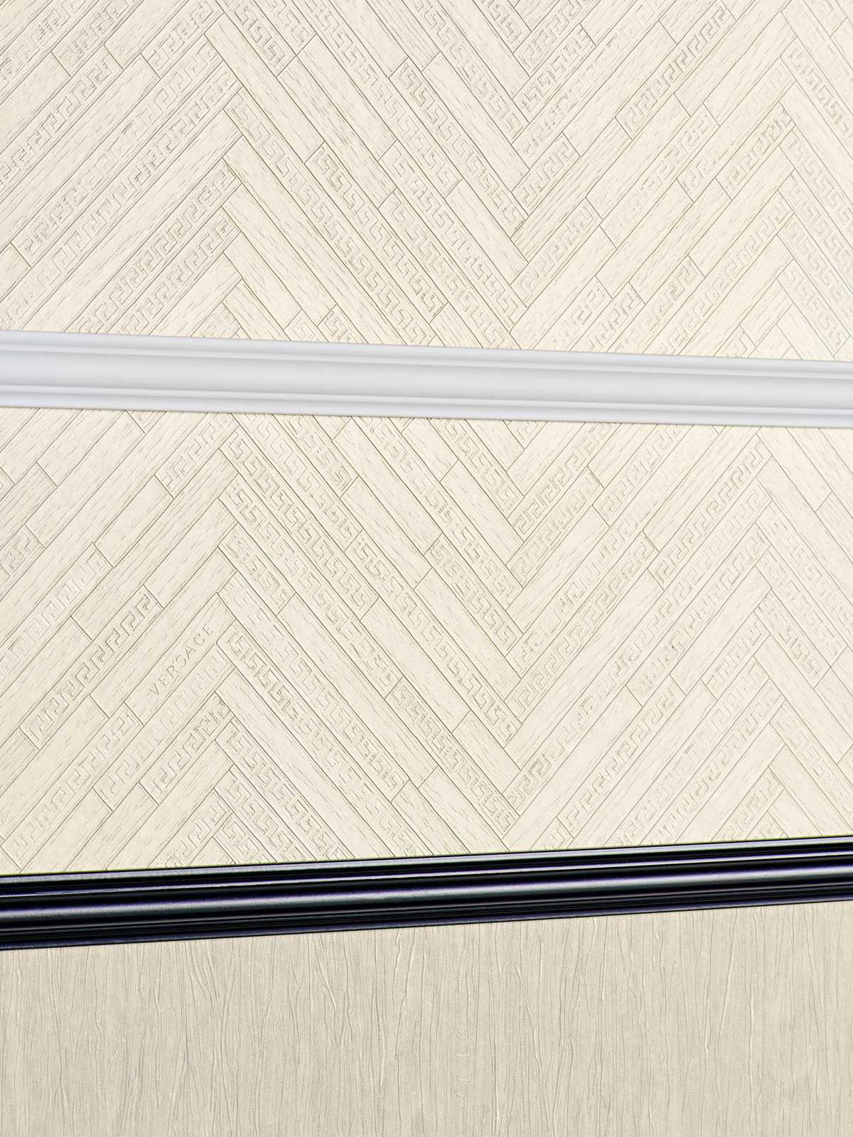             VERSACE Home Tapete realistische Holz Optik – Beige, Creme, Weiß
        