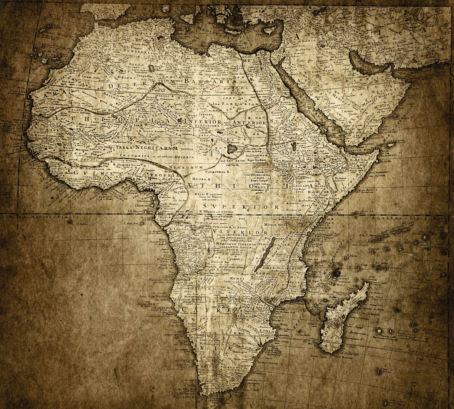             Fototapete Afrika Landkarte im Vintage Stil
        