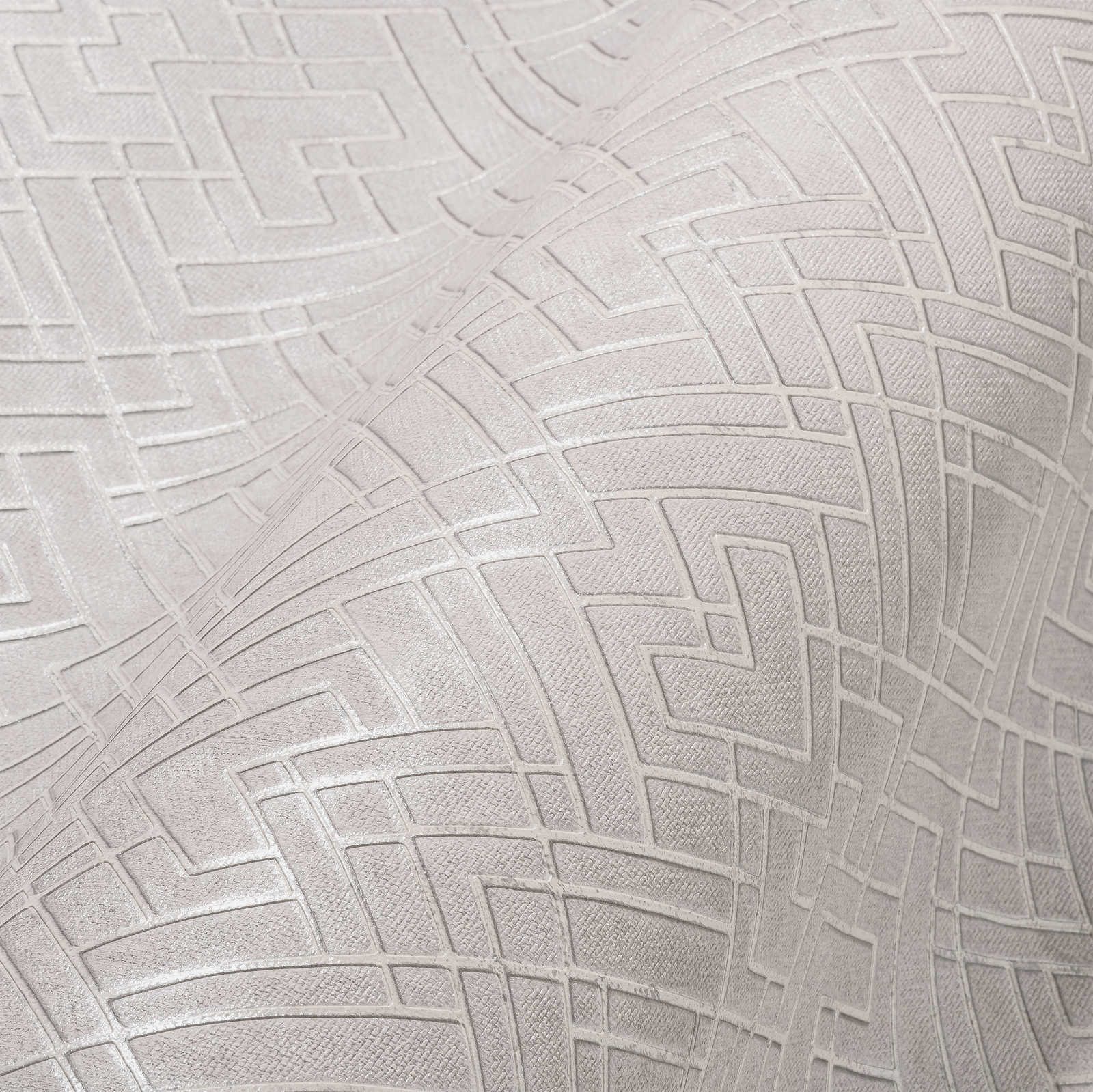             Silberne Tapete mit Metallic Linien-Grafik – Grau
        