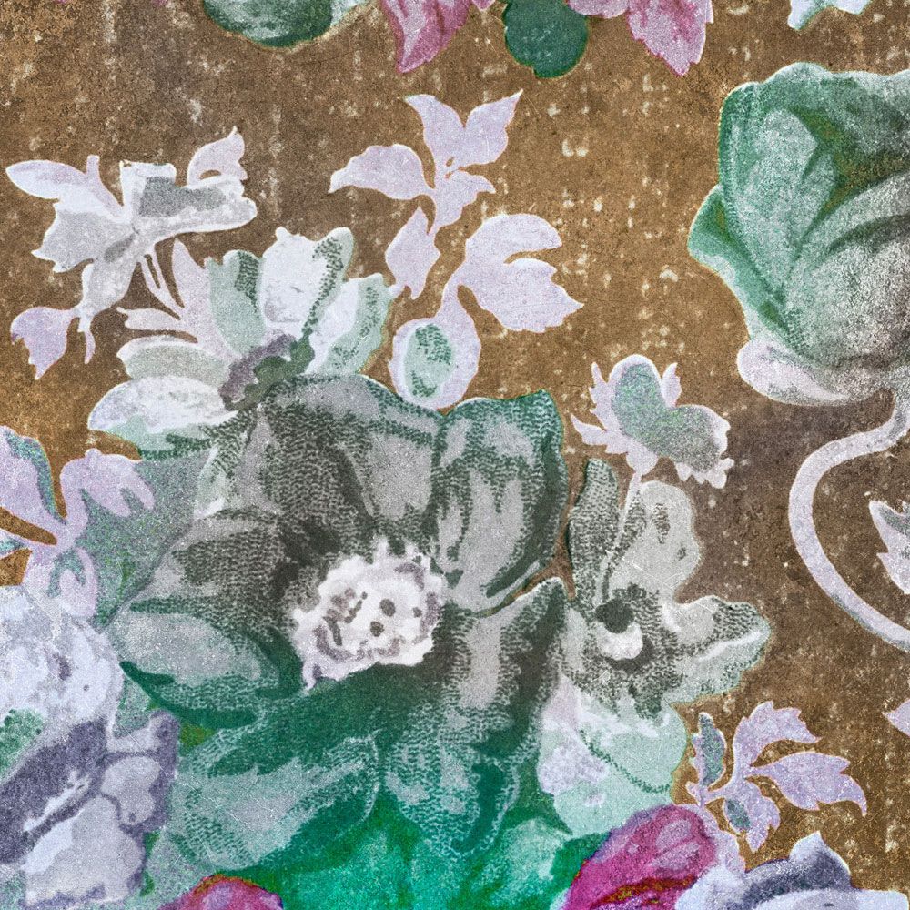             Fototapete »carmente 1« - Blumenmuster im klassischen Stil vor Vintage-Putzstruktur – Bunt | Leicht strukturiertes Vlies
        