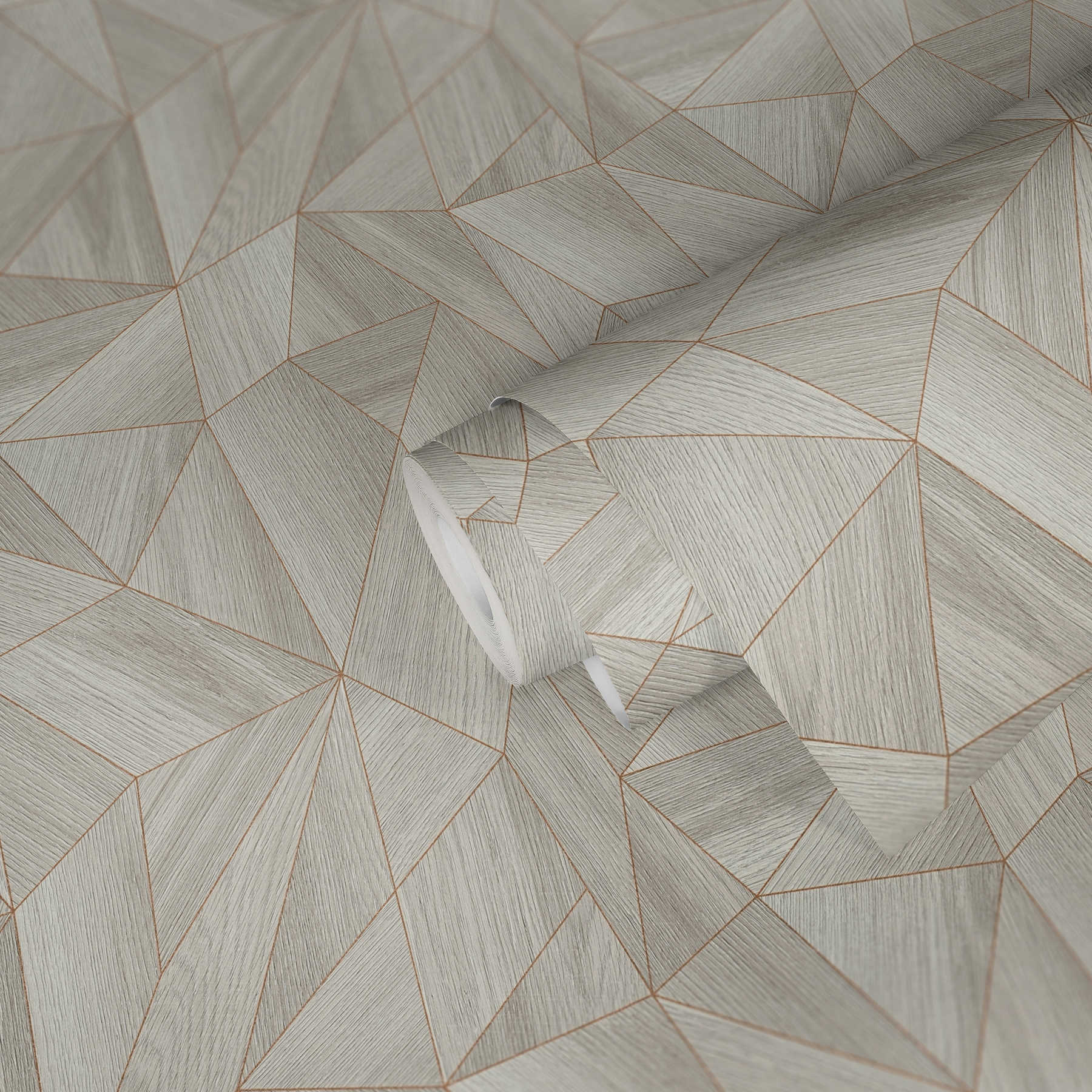             Holzoptik Tapete modernes Design & Metallic-Effekt – Grau, Gold
        