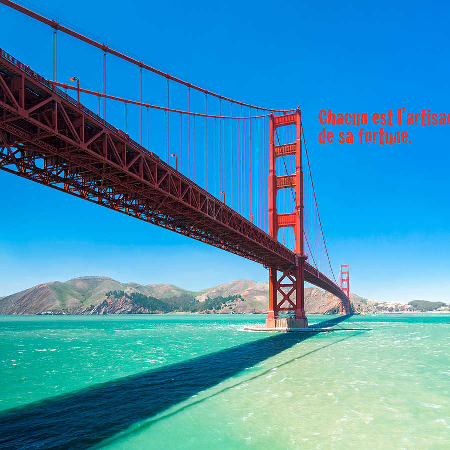         Fototapete Golden Gate Bridge mit Schriftzug auf französisch – Premium Glattvlies
    