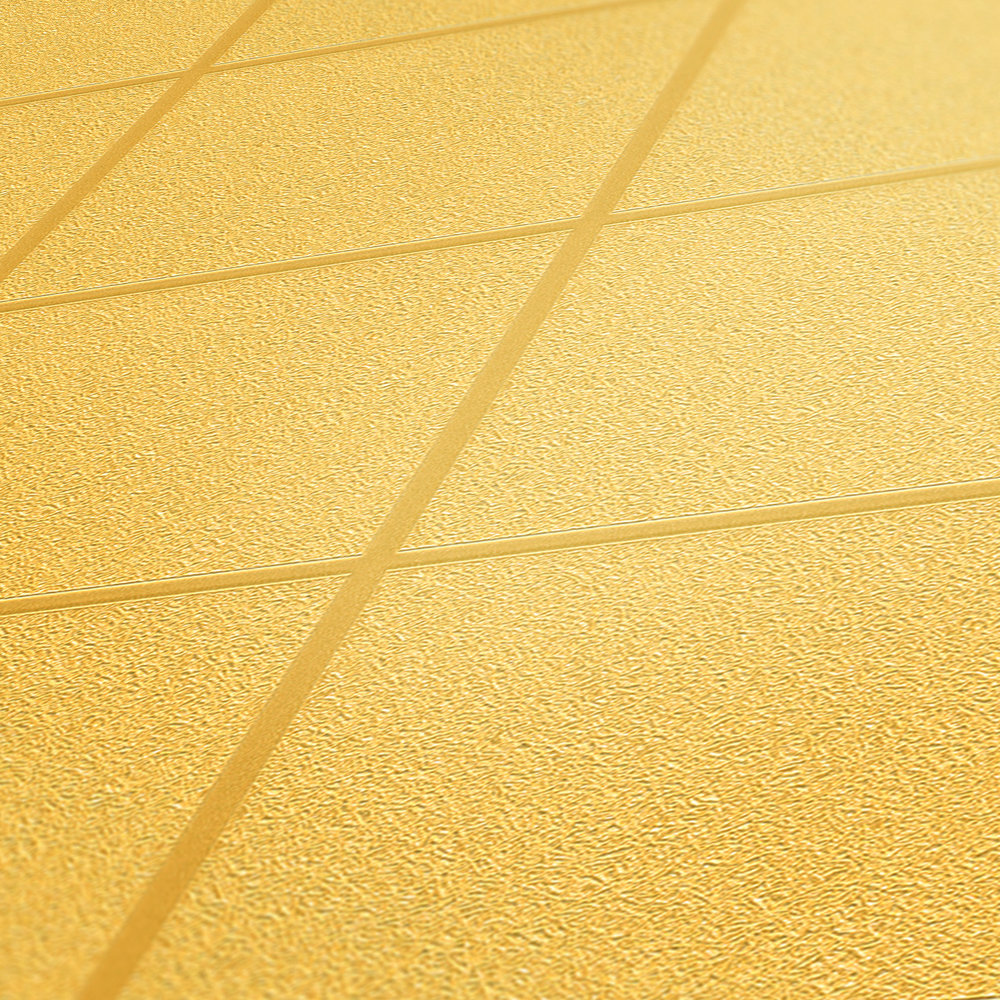            Tapete Fliesenmuster, dunklen Fugen & 3D-Effekt – Gold, Gelb
        
