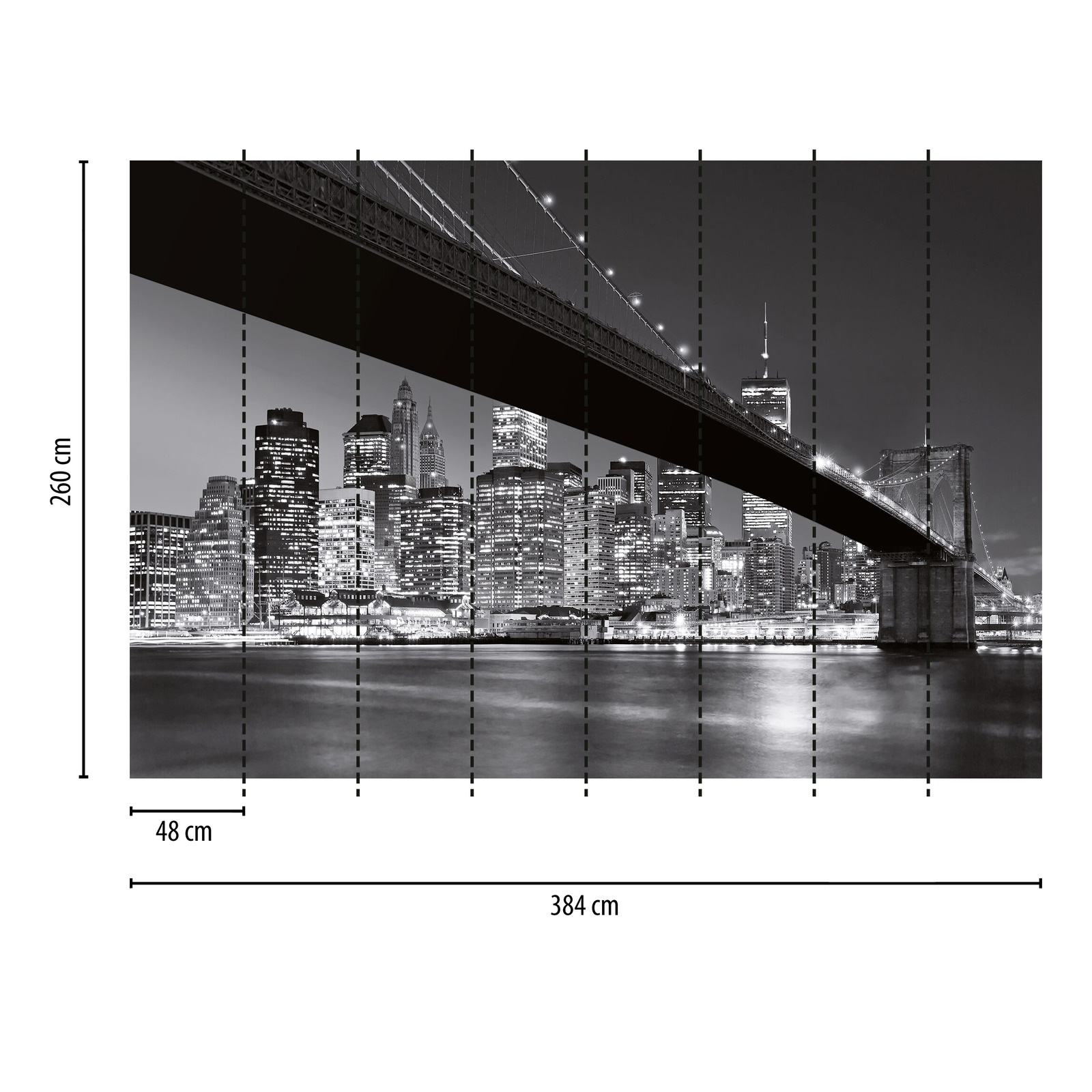             Schwarz-Weiß Fototapete Brooklyn Bridge in New York
        