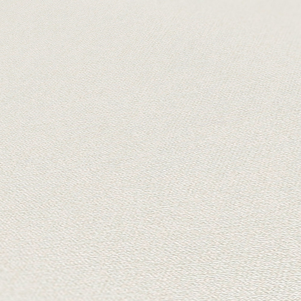             Textiloptiktapete einfarbiges Design PVC-frei – Weiß, Creme
        