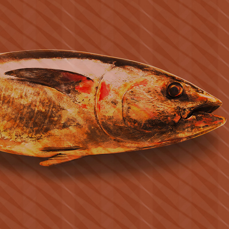         Thunfisch-Tapete im Pop Art, Fisch & Streifen Design – Rot, Orange, Gelb
    