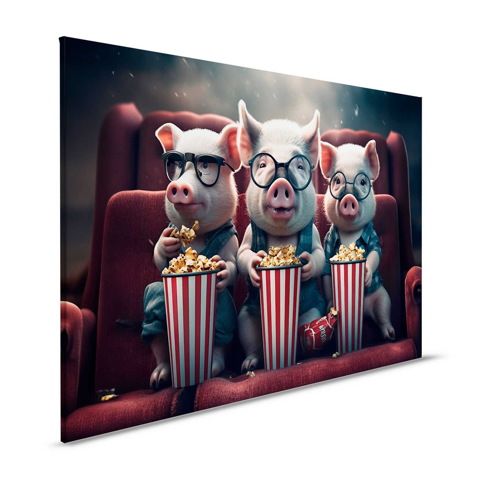 KI-Leinwandbild »popcorn pigs« – 120 cm x 80 cm
