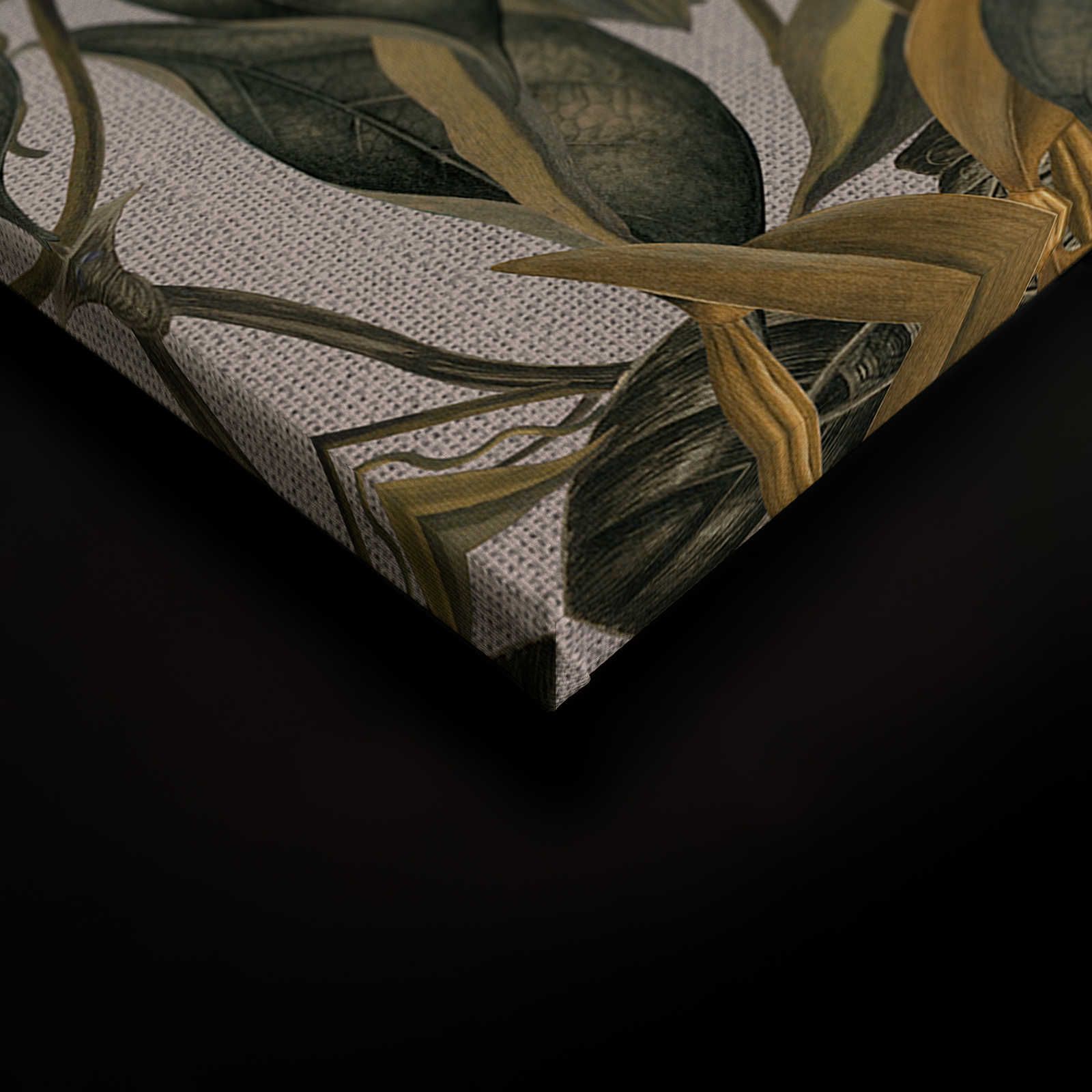             Leinwandbild Botanical Stil Blüten, Blättern & Textil-Look – 0,90 m x 0,60 m
        