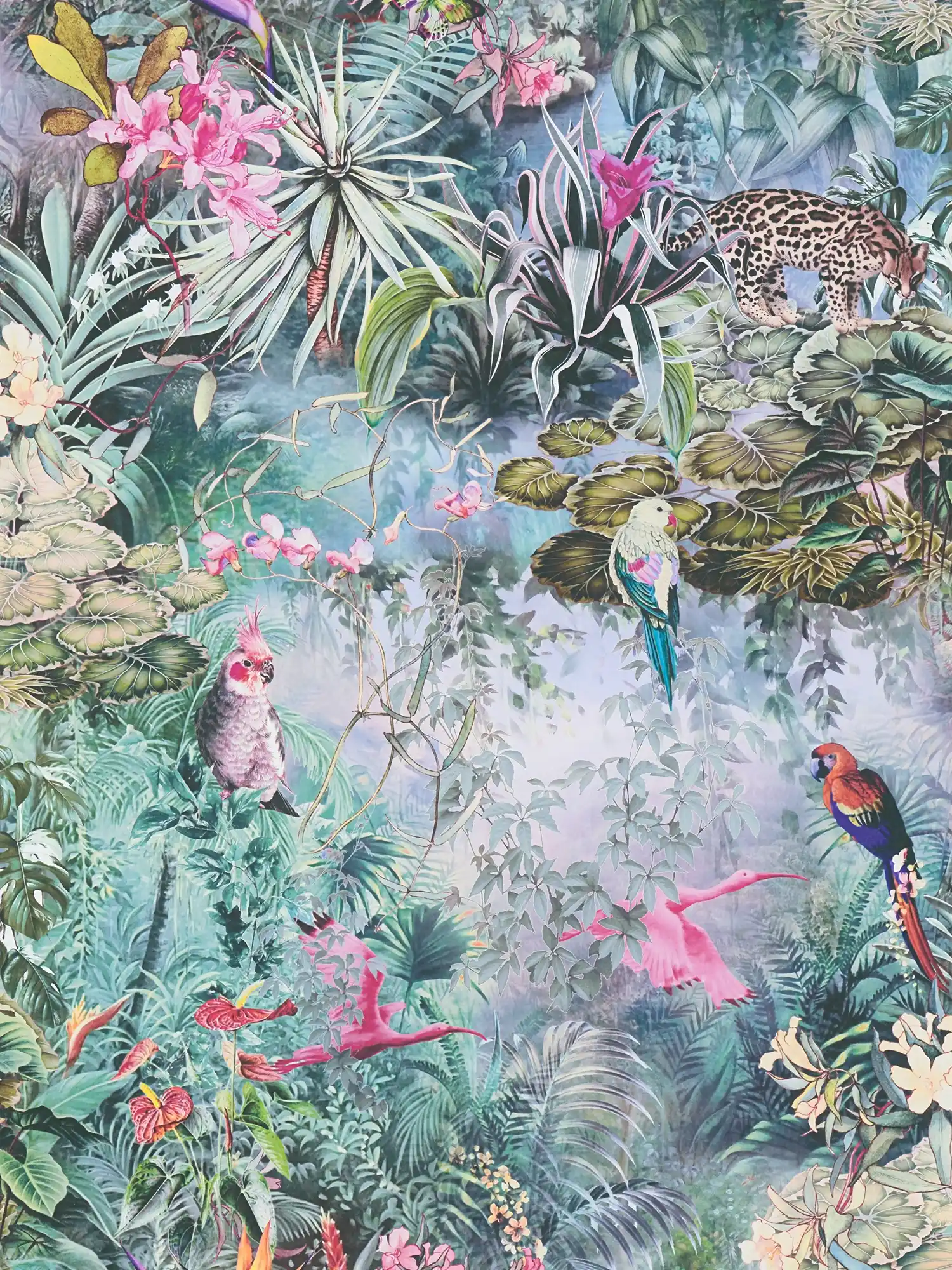 Dschungeltapete Tiere & Pflanzen im Aquarell Look
