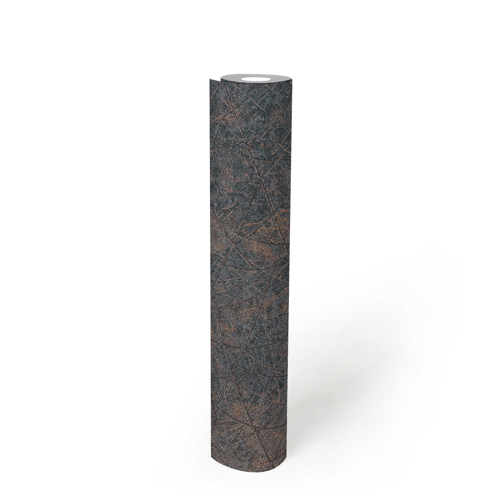             Metallic-Look Vliestapete mit grafischem Linienmuster – Schwarz, Bronze
        