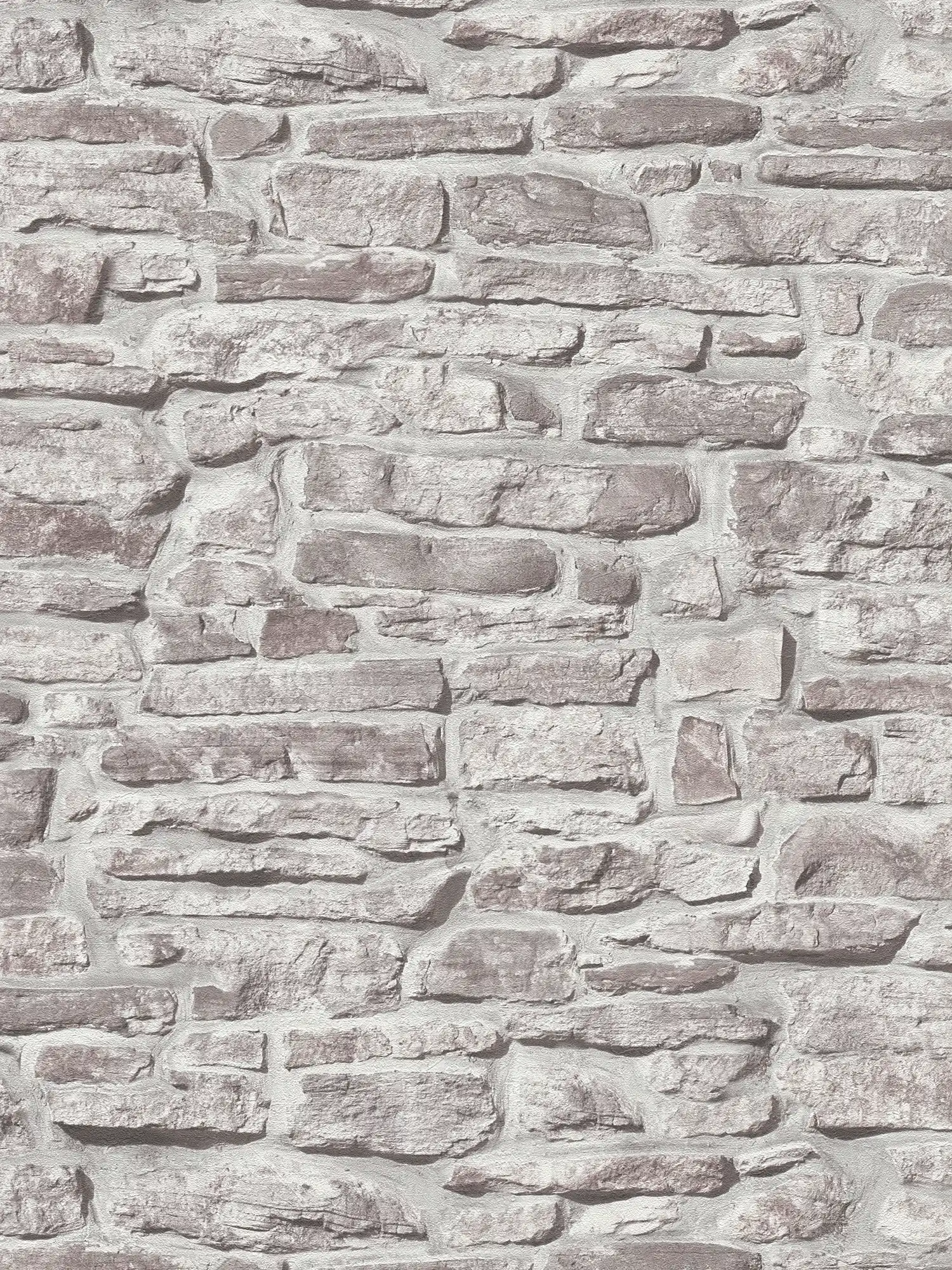 Steinoptik Vliestapete natürliche Maueroptik – Grau, Grau, Weiß
