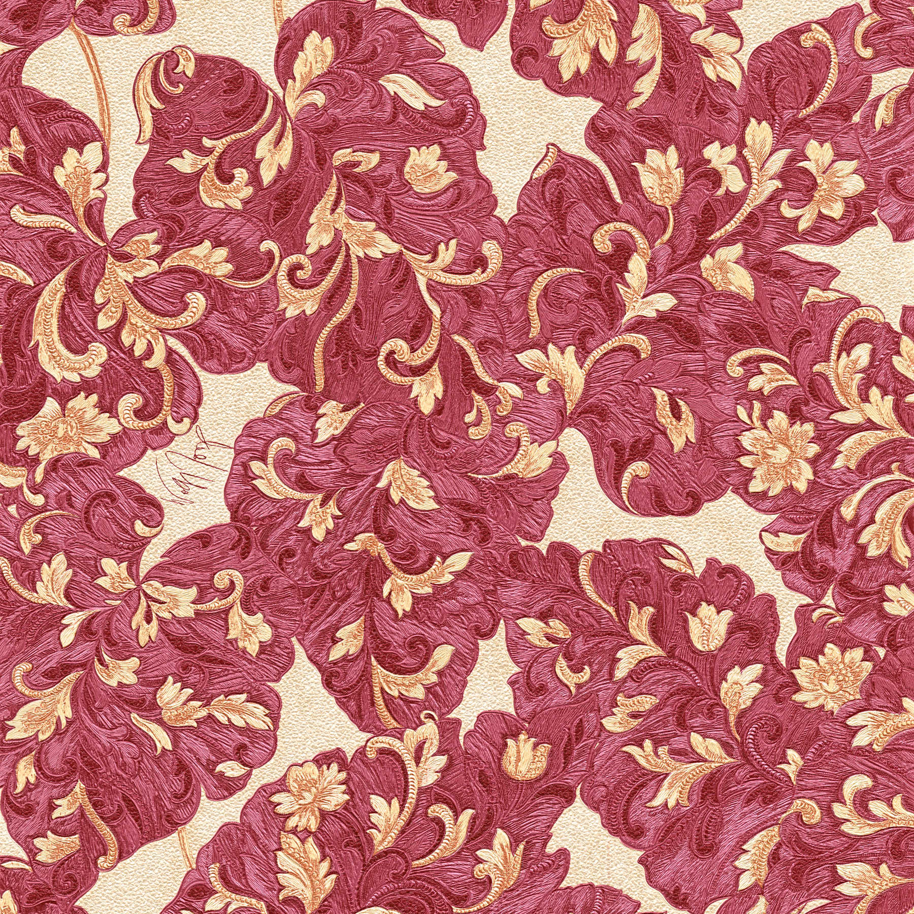        Metallic Tapete JOOP florale Blätter & Blüten – Metallic, Rot
    