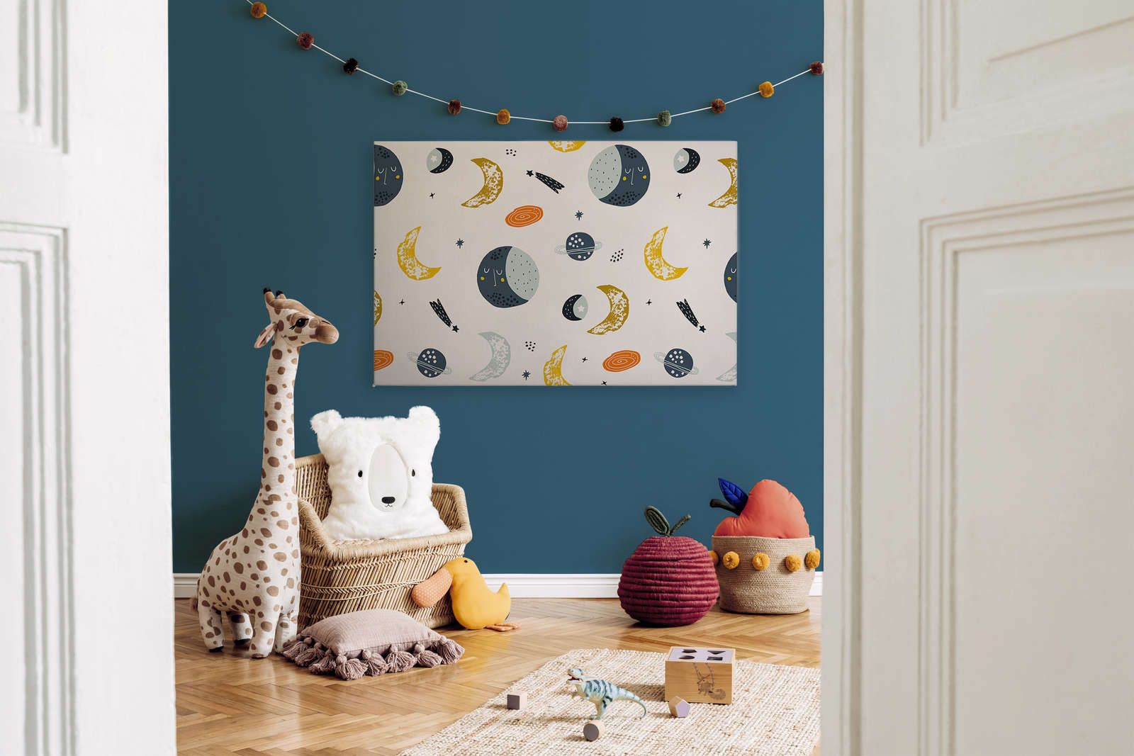            Leinwand mit Monden und Sternschnuppen – 120 cm x 80 cm
        