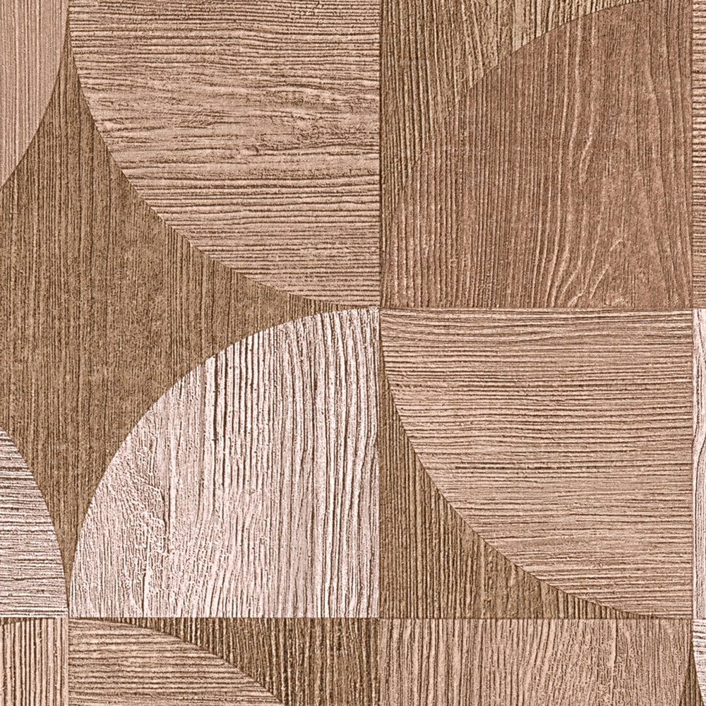             Tapete mit grafischem Muster in Holzoptik – Braun, Beige
        